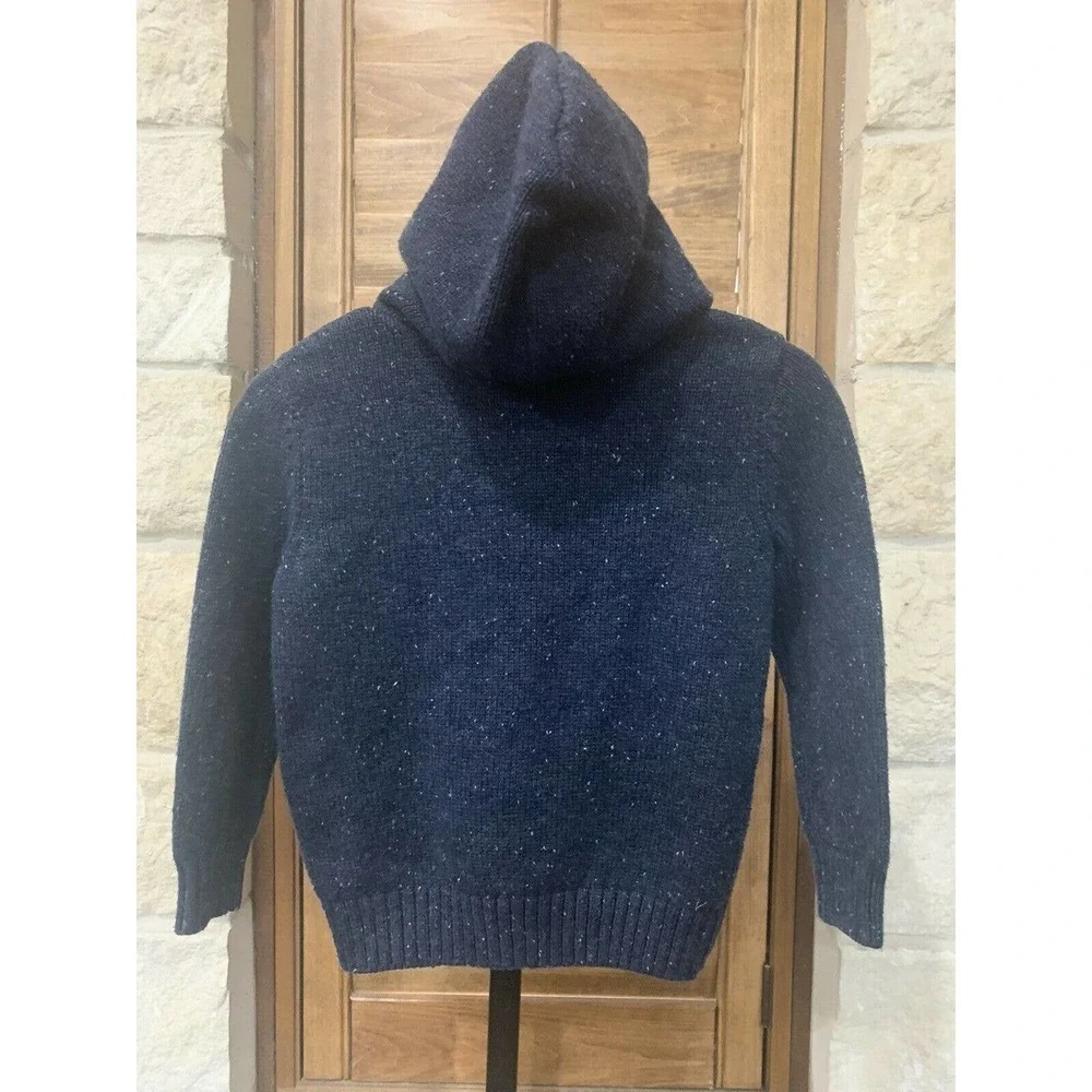Gymboree Boy’s Hooded Long Sleeve Sweater Santa Shark Navy Size XS (4)​